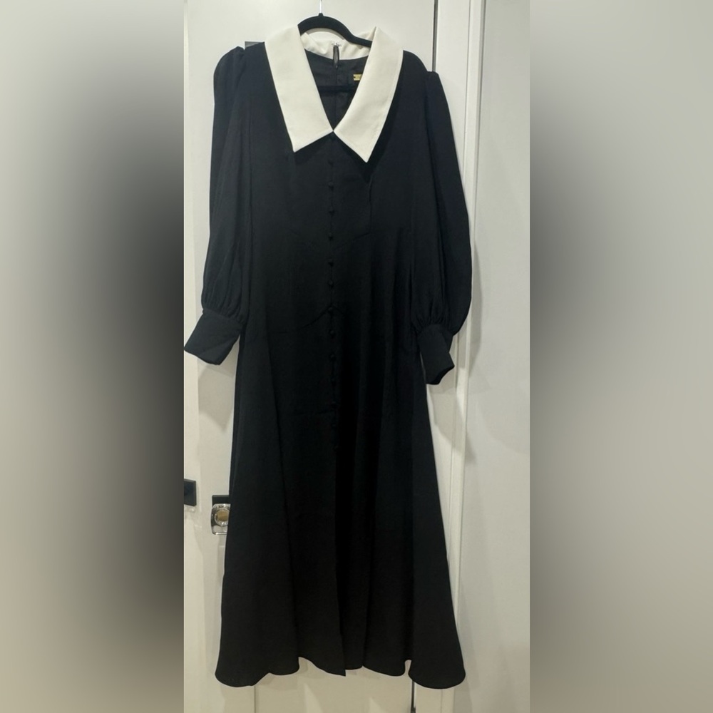 Alexia Admor Black Long Sleeve Dress with White Collar - Picture 2 of 4